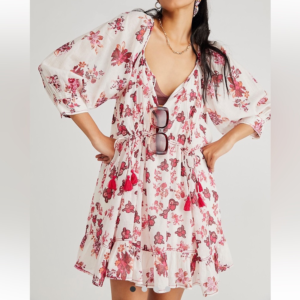 Floral Print Dress with Tassel Details